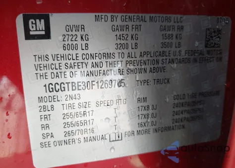 2015 Chevrolet Colorado Lt from USA, damaged, VIN 1GCGTBE30F1269705